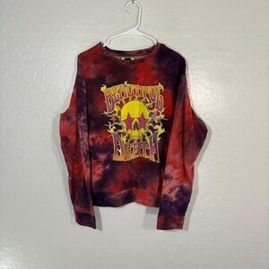 Ron English Sweatshirt Womens Large Red Tie Dye Beautiful Death Skull Pullover